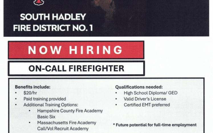 Now hiring on call firefighters